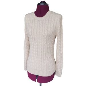 Croft & Barrow Ivory Cable-Knit Crew Neck Cotton Sweater M
